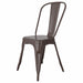 Tarrison Amelia all-weather stackable metal side chair in bronze brown with high curved back, angled front view