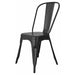 Tarrison Amelia all-weather stackable metal side chair in matte black with high curved back, angled front view