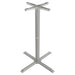 Tarrison Core Collection all-weather 4 prong table base in silver, fifth size option with compact feet, tall column