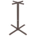 Tarrison Core Collection all-weather 4 prong table base in bronze brown, eighth size option with narrow feet, tall column