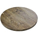Tarrison Core Collection round laminate indoor table top with T-nuts in rustic knotted oak finish, top view