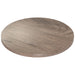 Tarrison Core Collection round laminate indoor table top with T-nuts in light driftwood oak finish, top view