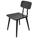 Tarrison Kate side chair with black metal frame, black curved backrest and matching black seat, angled front view