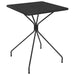 Tarrison Maddox all-weather square mesh table in black, smaller size option with crossed tubular legs