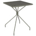 Tarrison Maddox all-weather square mesh table in metallic grey, smaller size option with crossed tubular legs