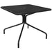 Tarrison Maddox all-weather square mesh table in black, larger size option with umbrella hole, angled view