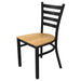 Tarrison Spencer ladder back side chair with black metal frame and natural wood seat, angled front view