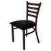 Tarrison Spencer ladder back side chair with dark walnut metal frame and black vinyl upholstered seat
