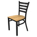Tarrison Spencer ladder back side chair with dark walnut metal frame and natural wood seat, angled view