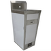 Thorinox TPS-1617 stainless steel pedestal hand sink shown closed with front access panel and splash guard, angled