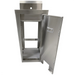 Thorinox TPS-1617 stainless steel pedestal sink with front access door open showing the interior frame, angled view