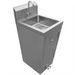 Thorinox TPS-1617 stainless steel pedestal sink with gooseneck faucet, wall splash and foot pedal valves, angled view