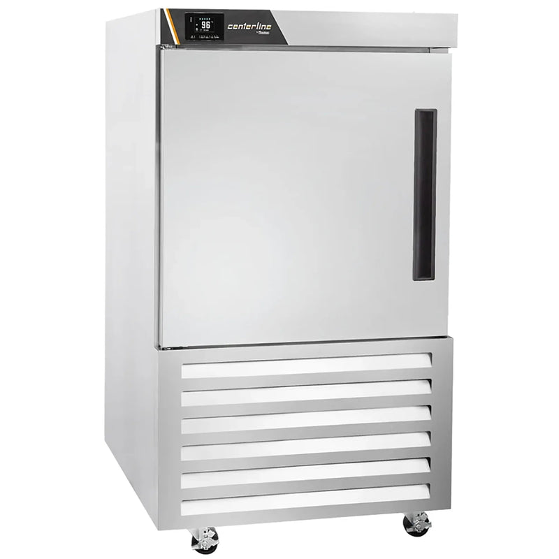 Traulsen Centerline CLBC7-R stainless steel reach-in blast chiller with solid door closed, angled front view