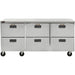 Traulsen Centerline CLUC-72R 72-inch refrigerated work table, six stainless steel drawer configuration on casters