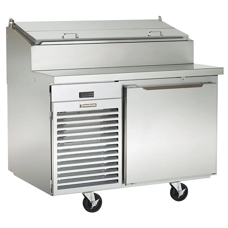 Traulsen TS048HT 48-inch single door stainless steel refrigerated pizza prep table with side vented compressor
