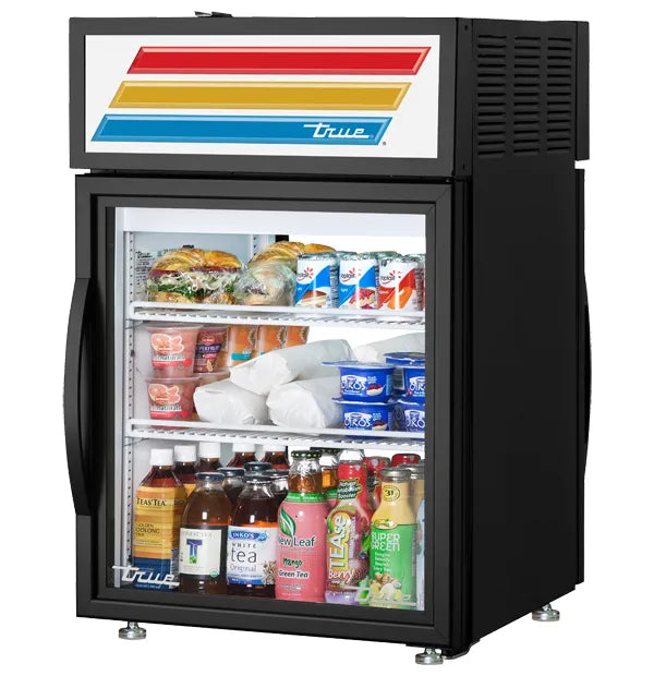 True GDM-05PT-HC~TSL01 Single Door 24" Wide Pass Through Counter Top Display Refrigerator-Phoenix Food Equipment