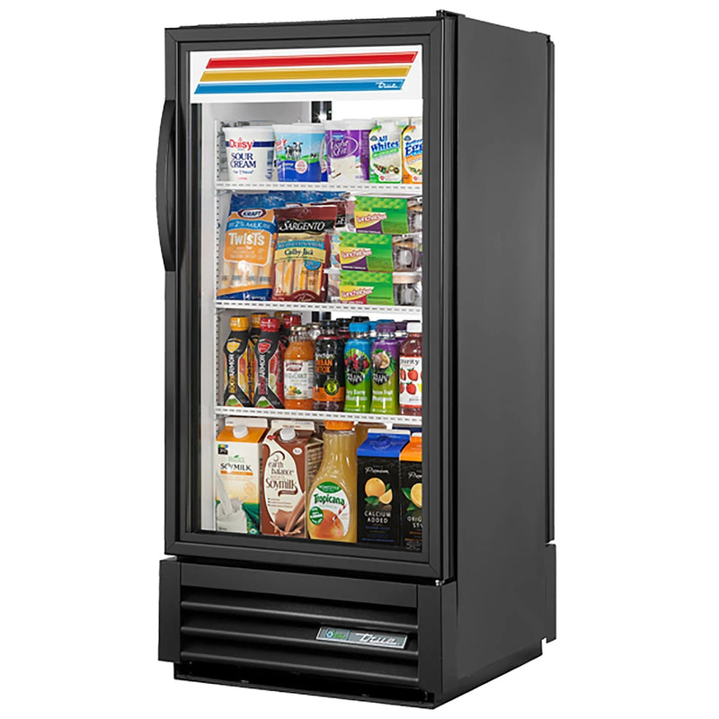 True GDM-10PT-HC~TSL01 25-inch black single swing glass door pass-through display refrigerator, stocked