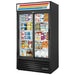 True GDM-37-HC-LD 44-inch black double sliding glass door display refrigerator with lighted sign, stocked