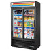 True GDM-41SL-HC-LD 47-inch black double sliding glass door display refrigerator with lighted sign, stocked
