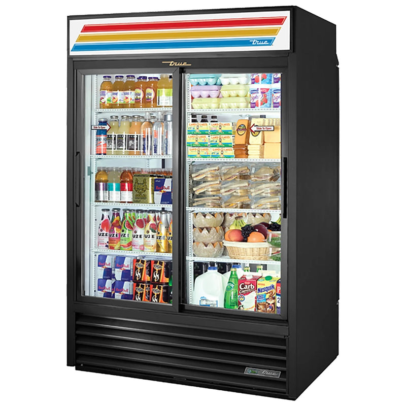 True GDM-47RL-HC-LD Double Sliding Door 51" Wide Display Refrigerator, Rear Load-Phoenix Food Equipment