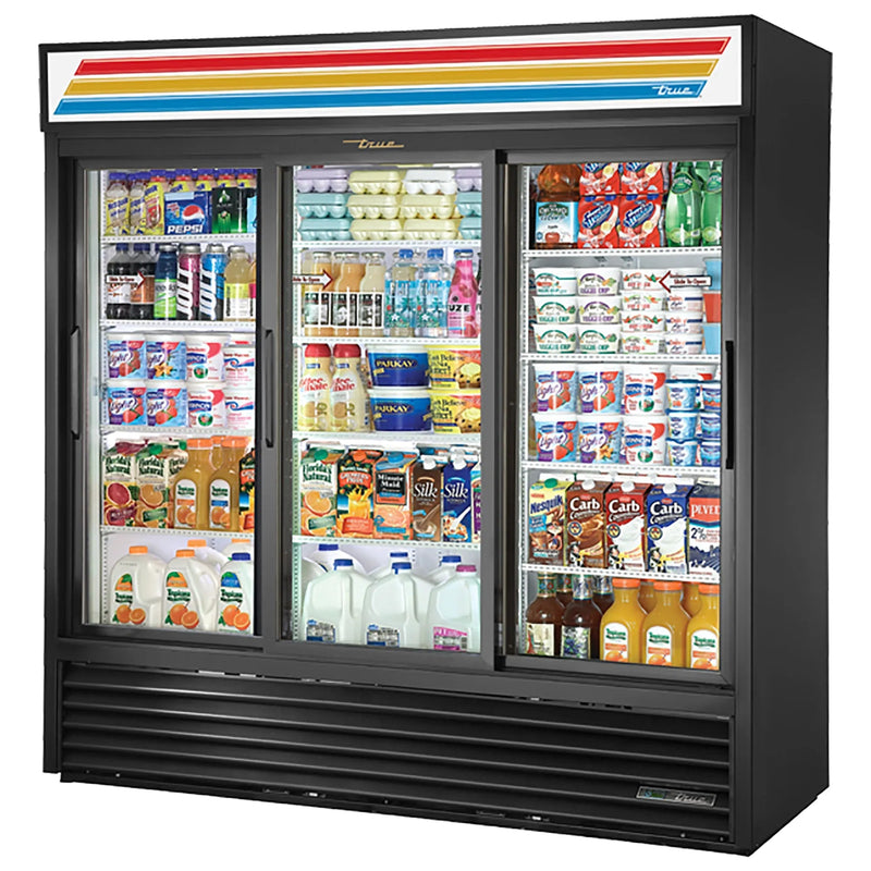 True GDM Series Triple Door 78" Wide Display Refrigerator - Swing or Sliding Doors-Phoenix Food Equipment