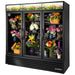 True GDM Series 78-inch black triple swing glass door flower display refrigerator filled with bouquets