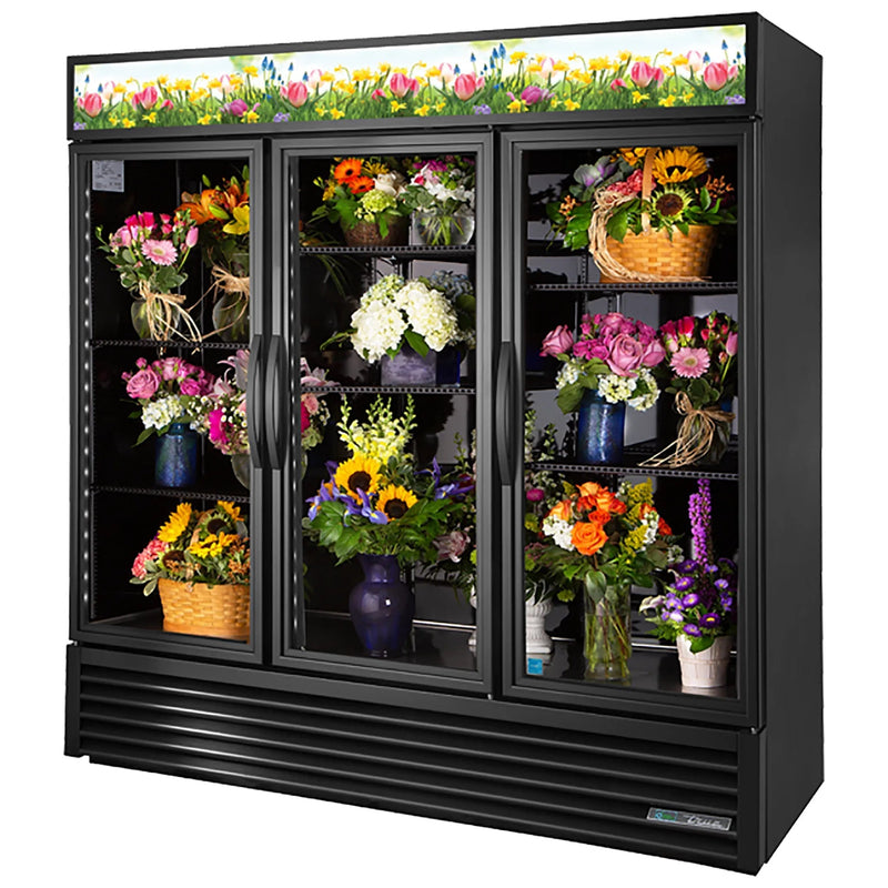 True GDM Series Triple Door 78" Wide Flower Display Refrigerator - Swing or Sliding Doors-Phoenix Food Equipment