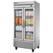True T-35G-HC~FGD01 40" wide two glass door display refrigerator stocked with milk, eggs and packaged food