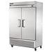 True T-49-HC 54" wide two solid door stainless steel reach-in refrigerator on casters with doors closed