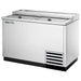 True T-50-GC Series 50-inch glass and plate chiller in stainless steel finish with two sliding lids