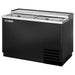 True T-50-GC Series 50-inch glass and plate chiller in black finish with two sliding stainless lids