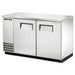 True TBB-2 Series 59-inch double door back bar cooler in stainless steel with solid doors