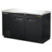 True TBB-2 Series 59-inch double door back bar cooler in black with solid doors and stainless top