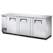 True TBB-4 Series 90-inch triple door back bar cooler in stainless steel with solid doors
