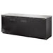 True TBB-4 Series 90-inch triple door back bar cooler in black with solid doors and stainless top