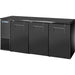 True TBB24-72 72-inch shallow three door back bar cooler, black exterior with solid doors and black top
