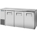 True TBB24-72 72-inch shallow three door back bar cooler, stainless steel exterior with solid doors and stainless top