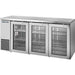 True TBB24-72 72-inch shallow back bar cooler, stainless steel exterior with three glass doors and stainless top