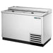 True TD-50-18 Series 50-inch horizontal bottle cooler in stainless steel finish with two sliding lids