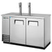True TDD-2 Series 59-inch double door keg beer dispensing cooler in stainless steel with two tap towers