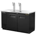 True TDD-2 Series 59-inch double door keg beer dispensing cooler in black with two chrome tap towers