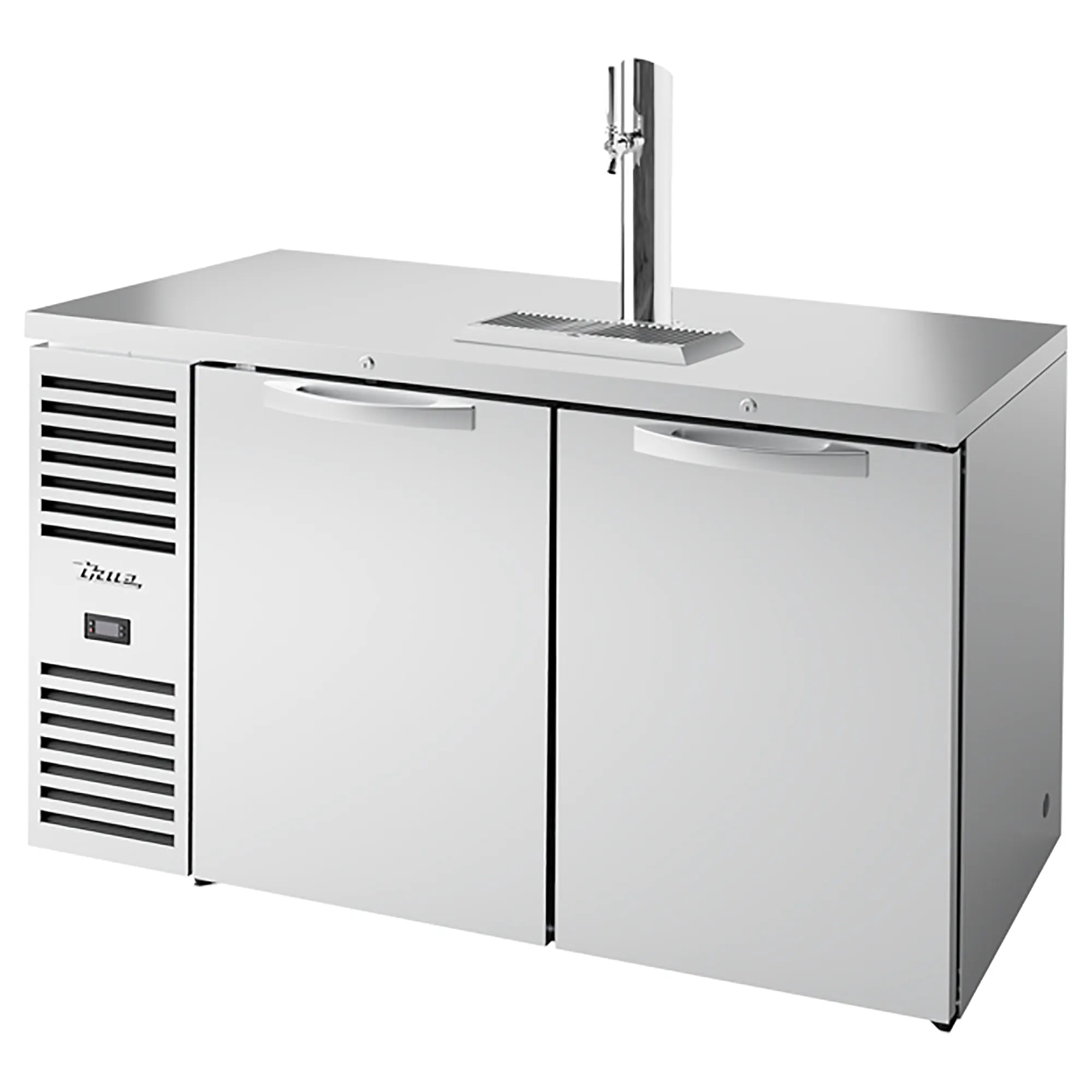 True TDR60-RISZ1-L Series Double Door 60" Wide Keg Beer Dispensing Cooler - Black and Stainless Steel Finish-Phoenix Food Equipment