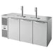 True TDR72-RISZ1-L Series 72-inch triple door keg beer dispensing cooler in stainless steel, two tap towers