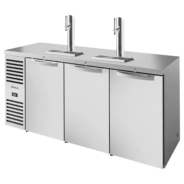 True TDR84-RISZ1-L Series Triple Door 84" Wide Keg Beer Dispensing Cooler - Black or Stainless Steel Finish-Phoenix Food Equipment