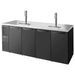 True TDR92-RISZ1-L Series 92-inch four door keg beer dispensing cooler in black with two tap towers