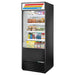 True TOAM-30 30-inch black open air refrigerated merchandiser with lighted sign and solid sides, stocked