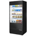 True TOAM-36 36-inch black open air refrigerated merchandiser without sign panel, solid sides, stocked