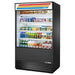 True TOAM-48 48-inch black open air refrigerated merchandiser with lighted sign and solid sides, stocked