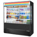 True TOAM-72 72-inch black open air refrigerated merchandiser with lighted sign and glass sides, stocked