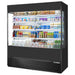 True TOAM-72 72-inch black open air refrigerated merchandiser with glass sides and no sign panel, stocked
